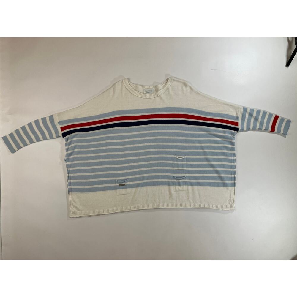 MERSEA Catalina Travel Sweater Women OS White Sky Blue Stripe Red Navy Pocket